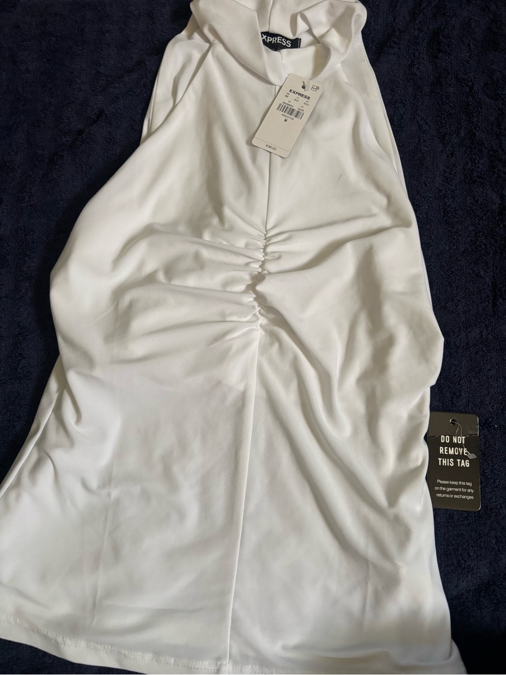 Express White Ruched Halter Neck Tank